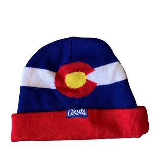 Aksels Colorado Rockies Winter Beanie Hockey NHL Vintage Logo Red Blue Unisex